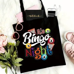 Bingo-Inspired Large Canvas Tote Bag - Stylish & Durable, Perfect for Parties, Travel & Shopping - Ideal Gift for Birthdays & Holidays