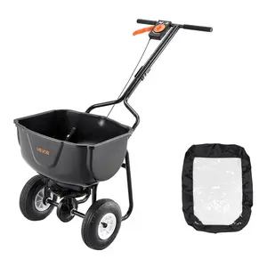 VEVOR Walk Behind Spreader, 60LBS Capacity, Push Spreader with Hopper Grate, 0-9.8 ft Spreading Width, 8 in All Terrain Pneumatic Tires, Garden & Lawn Broadcast Spreaders, for Seed, Fertilizer