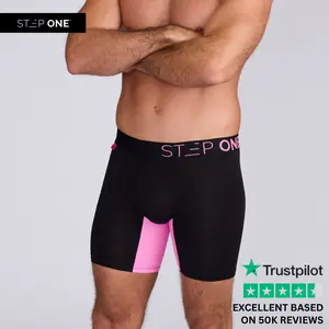 Step One Men's Boxer Brief - Hyper Glow, Anti-Chafe, Breathable Bamboo Fabric, UltraGlyde Panels, Hidden Elastic Pouch, Premium Underwear, Athletic Daily wear