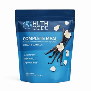 HLTH Code Complete Meal Replacement Shake with 27g High Protein, Vitamins & No Added Sugar for Gut Health Support, All Nutrition Protein Shake, Healthiest Protein Supplement for Healthcare & Fitness,  15 Meals Per Bag