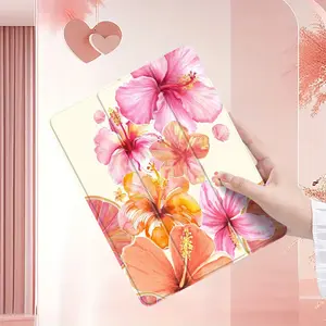 Floral and citrus pattern, with adjustable stand and pen slot, foldable non-slip TPU protective case, suitable for iPad mini, iPad Air, iPad Pro/iPad 10th generation, 11th generation and other series iPad protective cases