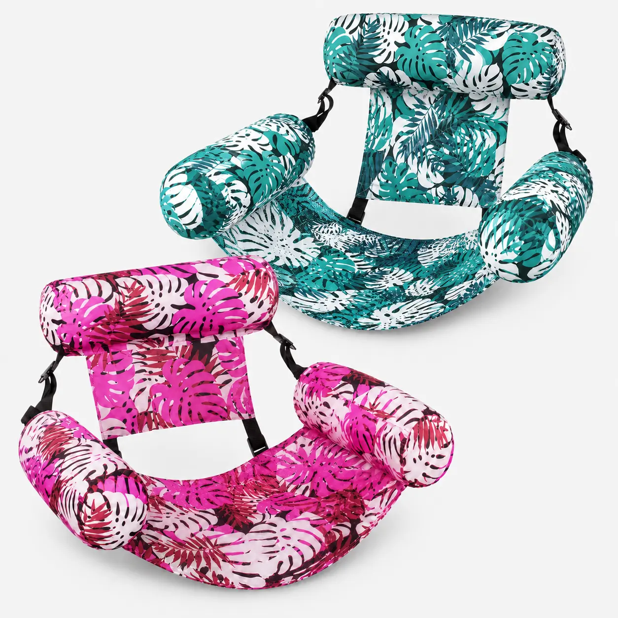 Heavy Duty High Support Inflatable Pool Floats for Adults, Stable Floating Lounge Chairs with Seat, Durable Blow Up Floating Chair for Pool Beach Lake