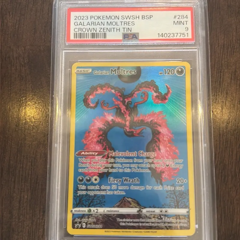 Galatians Moltres Crown Zenith Tin - PSA 9 graded