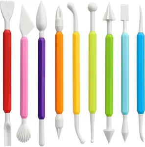 9 count Clay Tools for  Air Dry Clay Tool Kit Plastic Clay Sculpting Tools Set for DIY Pottery, Modeling Molding Polymer Clay  Safe & Easy Grip for Beginners & Craft Lovers