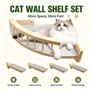 Wall-Mounted Cat Stairs & Hammock Set – Sisal Rope Scratching Posts for Climbing, Resting & Playful Cats