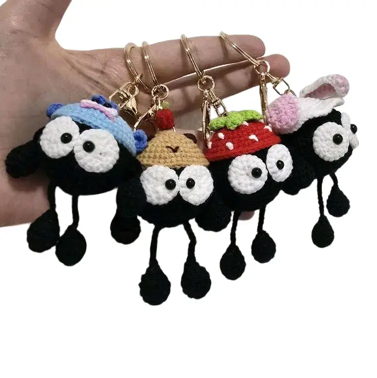 Handmade Crochet Ghibli Anime-Inspired Soot Sprite Amigurumi Keychain - Black Jewelry Charm Keychain, Whimsical Fashion Accessory for Women, Bag Attachment, Amigurumi Keychains