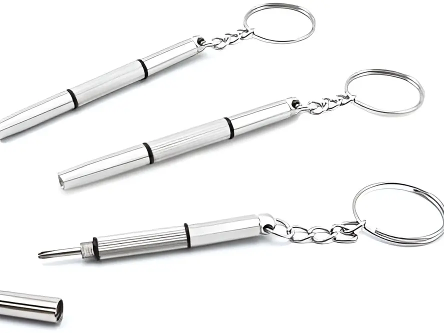 3 PCS Mini Portable Screwdrivers for Glasses, 3-in-1 Keyring Eyeglasses Repair Kit Flat Head Phillips Hex Handy Tiny Screw Drivers for Sunglasses, Small Electronics