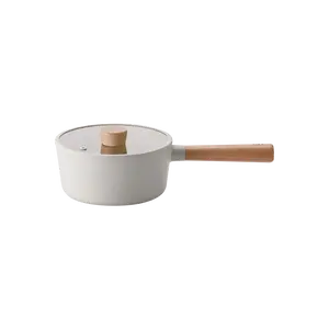 NEOFLAM Fika Milk Pot Sauces Pan with Glass Lid and Wooden Handle 6” 1.5 qt NEOFLAM Fika Milk Pot Sauces Pan with Glass Lid and Wooden Handle 6” 1.5 qt