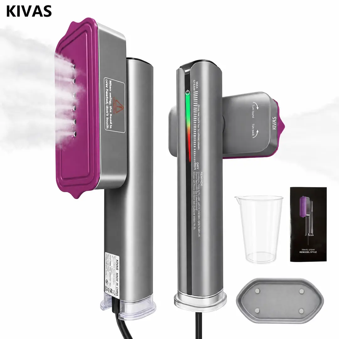 KIVAS Steamer for Clothes, 2-in-1 Handheld Garment Steamer & Iron, 38 Levels Touch Screen Adjustable Steam, Dual Voltage 110V-240V Travel Steamer, 30s Fast Heat Up, 1200W Fabric Steamer, with Rotatable Handle
