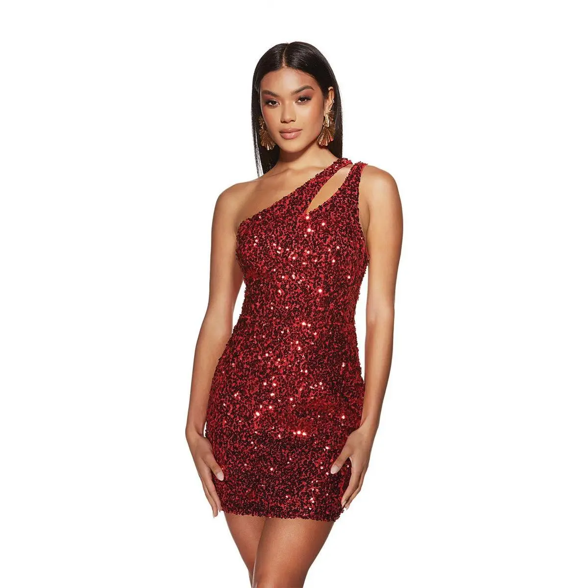 Alyce Paris One Shoulder Sequin HoCo Dress 4913
