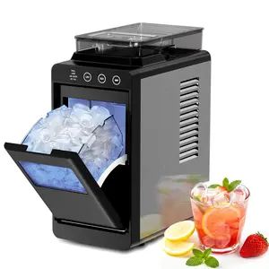Countertop Ice Makers, 8 Bullet ICES in 6 Mins, 26lbs/24Hrs, 2 Ice Sizes, Self-Cleaning Portable Ice Maker Machine with Touch Display Blue Light for Home/Office/Bar, 1.1lb Storage