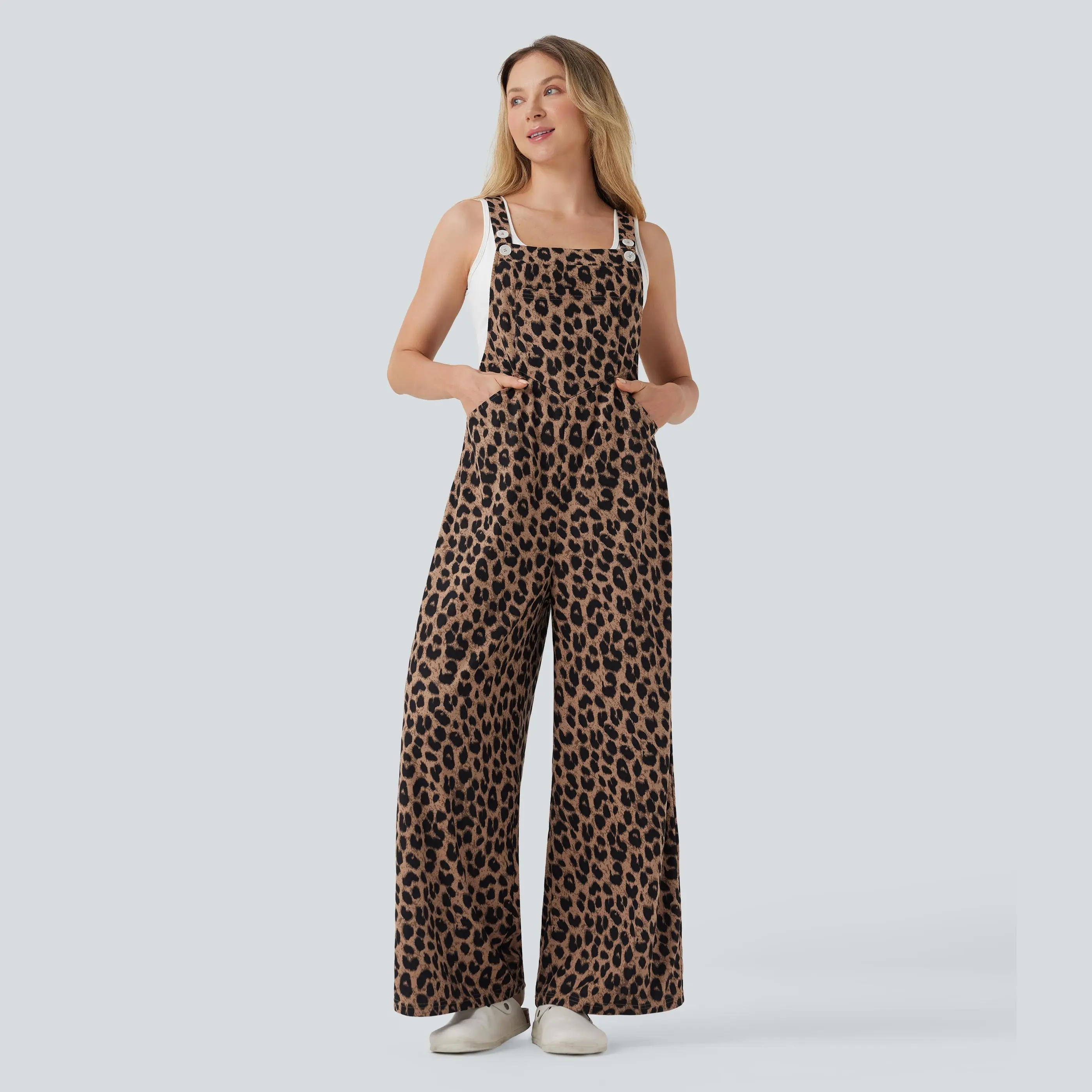 【Creator‘s Pick】Halara Leopard Print Waffle Casual Overalls with Pockets #summervibes