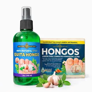 Combo Pack! Quita Hongo Spray + Hongos Soap Bar 4oz (118ml) Toenail Fungus Treatment Extra Strength: Nail Fungus Treatment for Toenails and Fingerail for Thick Yellow Discoloration Damaged Nails