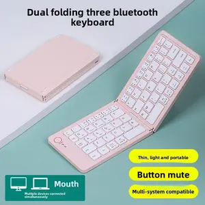 New Bluetooth Mini Folding Keyboard, Rechargeable Silent Portable Bluetooth Keyboard, Universal for Tablets, Phones, and Computers