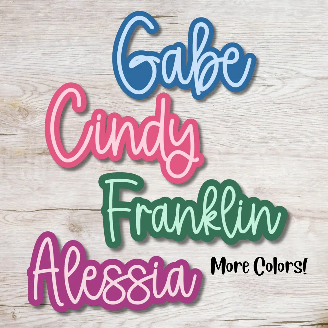 Two Toned Cursive Personalized Name Stickers - Stylish Lettering for Water Bottles Notebooks & More