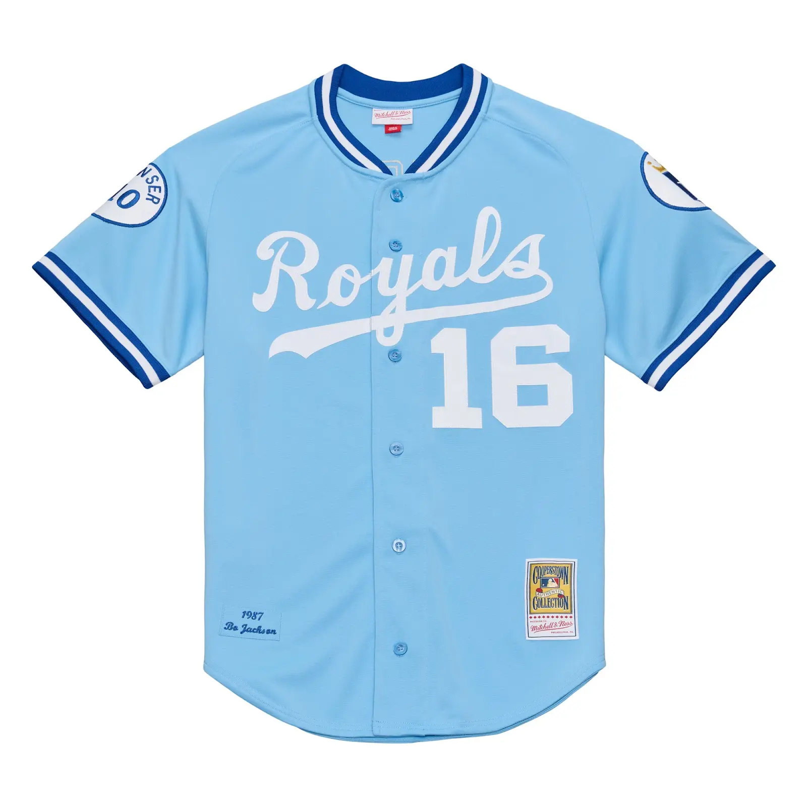 Bo Jackson Light Blue Kansas City Royals 1987 Authentic Jersey - Mitchell & Ness MLB Throwback, 80s Retro Baseball Jersey
