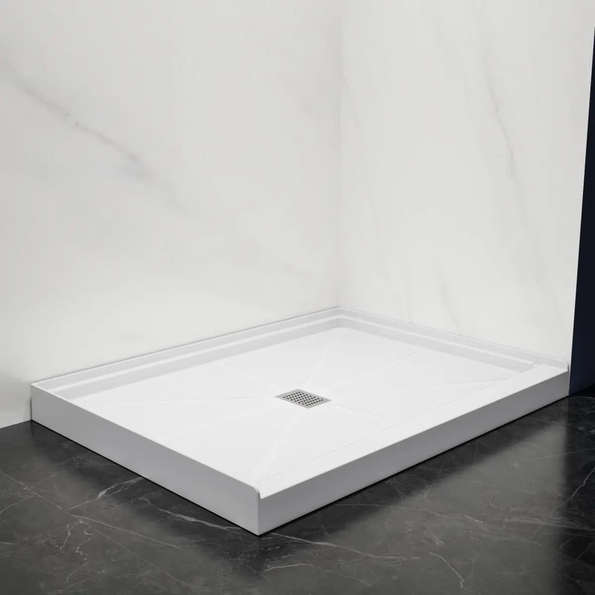 Pequod-M 48 x 36 Shower Bases - Premium Solid Surface Shower Pans, Non-Porous, Stain-Resistant, Long-Lasting