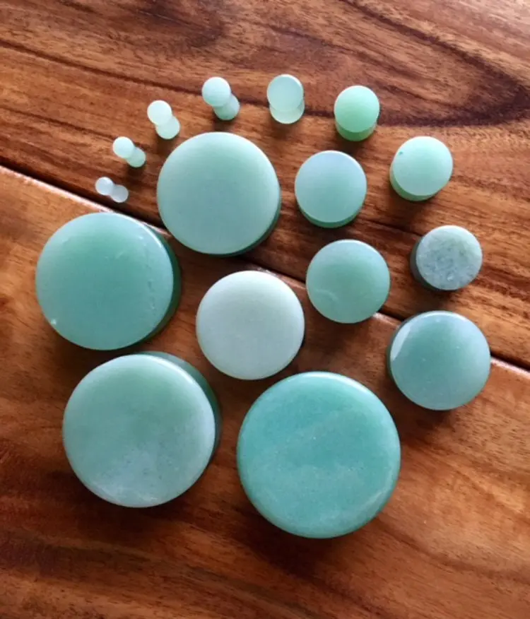 PAIR of Stunning Green Aventurine Organic Stone Plugs - Gauges 6g to 38mm!
