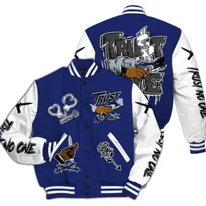 Varsity Jacket To Match Midnight Navy 11s - Trust No One Dripping All Over Print PHM3
