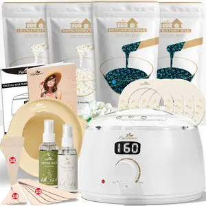 Lifestance Waxing Kit for Women & Men - White L3 Digital Warmer, Silicone Wax Pot Liner, Hair Removal Kit with 14.1oz Hard Wax Beads & Oil Spray, Professional for Home Brazilian Bikini Face Leg Body