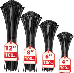 Cable Zip Ties,400 Pack Black Assorted Sizes 12+8+6+4 Inch,Multi-Purpose Self-Locking Nylon Cable Cord Management,Plastic Wire Ties for Home,Office,Garden,Workshop. By HAVE ME TD