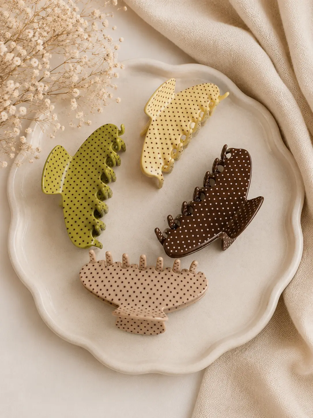 Polka Dot Hair Claw Clip