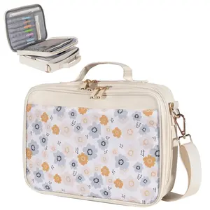 Large Bible Case with Strap, 2 Compartment Bible Cover for Women, Carrying Bible Bag for Girls, Floral Scripture Case