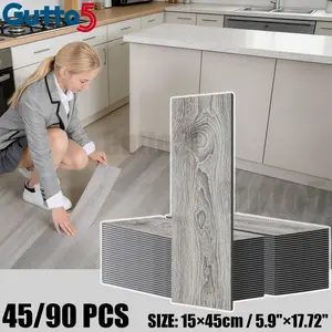 45/90 Piece Floor Stickers, Self-Adhesive 3D Texture, Durable Non-Slip Vinyl, Easy Installation for Office, Living Room, Bedroom