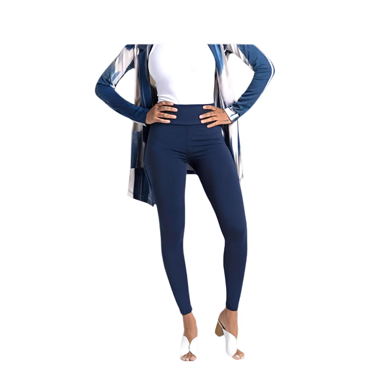LuLaRoe Women's Buttery Smooth Eclipse Blue Solid High-Waisted Full-Length Leggings, Ultra-Stretch Polyester-Spandex Blend Bottoms, Slim-Fitting, All-Season Casual Clothes