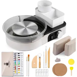 Pottery Wheel for  Adults and Beginners - Complete Pottery Set for Teen with 6" Turntable, 2.2lb Clay, Art Supplies Sculpting Tools, Craft Gifts for Teens Adults (Grey)