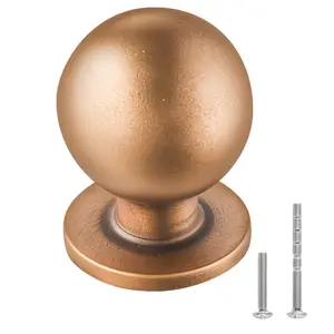 VEVOR Cabinet Knobs, 12 Pack, 0.98 Inch Zinc Alloy Drawer Pulls Door Handles, Round Kitchen Dresser Solid Knobs Cupboard Hardware with Screws for Bathroom Closet Cabinets Drawers, Antique Brass Color