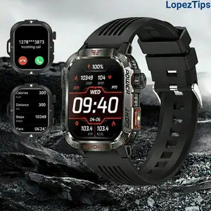 LOPEZ TIPS SMARTWATCH Ultimate Outdoor Smartwatch for Men LED Flashlight UV Money Detector Compass Altitude Sensor Alloy Rugged Case Sports Fitness Modes