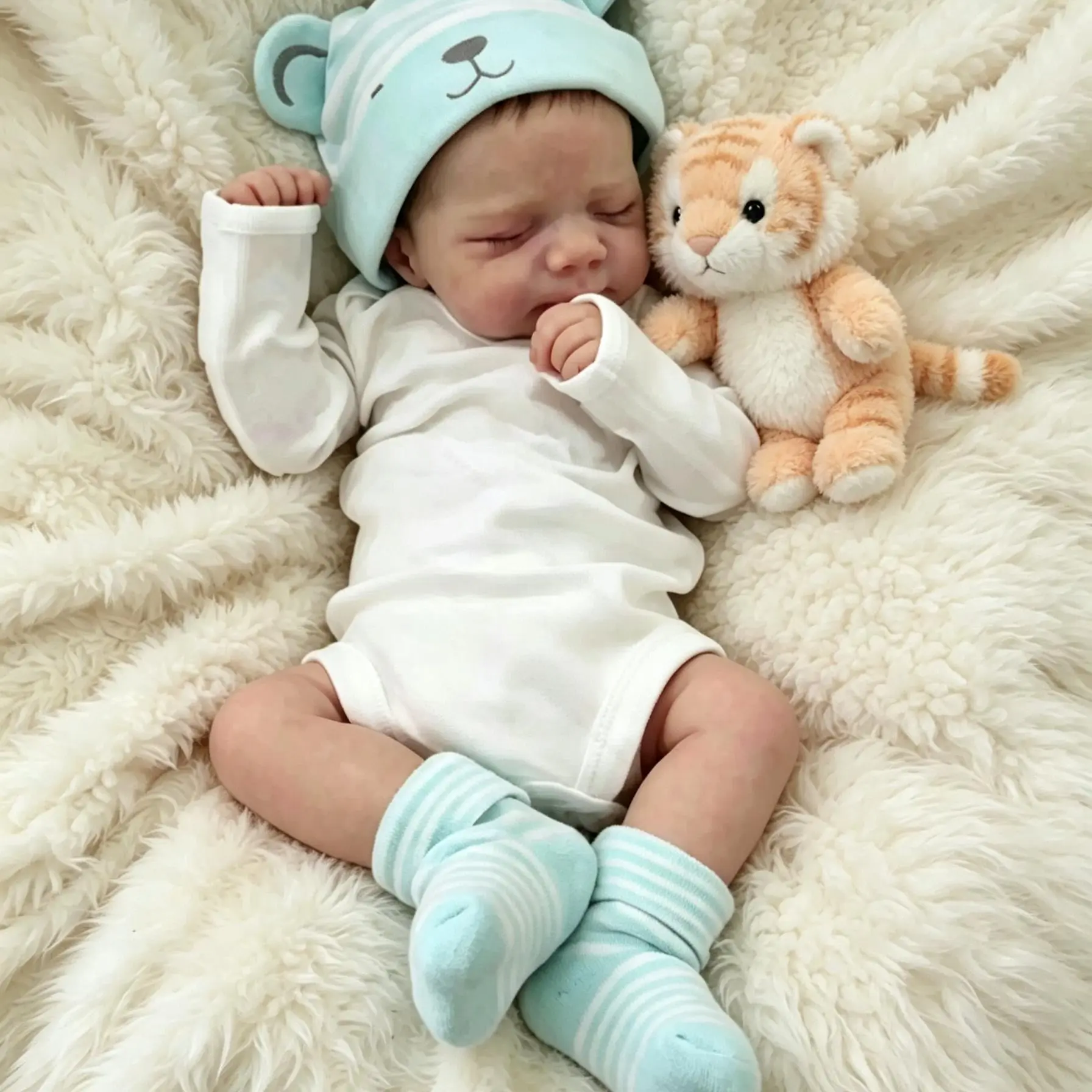 48cm 19inch Full Body Soft Vinyl Reborn Baby Doll with 3D-Paint Skin  Like Real Sleeping Bebe Newborn Bathe Toy for Children Birthday Gift