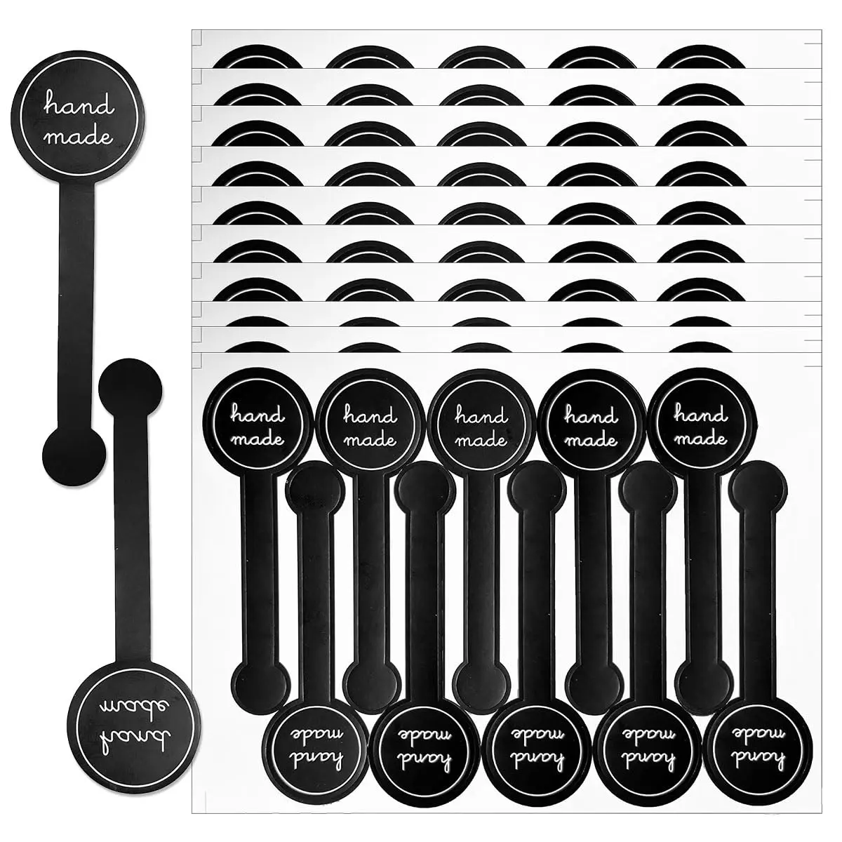 100/300 Handmade Food Sealing Labels, Self-Adhesive Long Stickers, Ideal for Candies, Cookies, Cakes, Snacks, Chocolate, Party Gift Boxes
