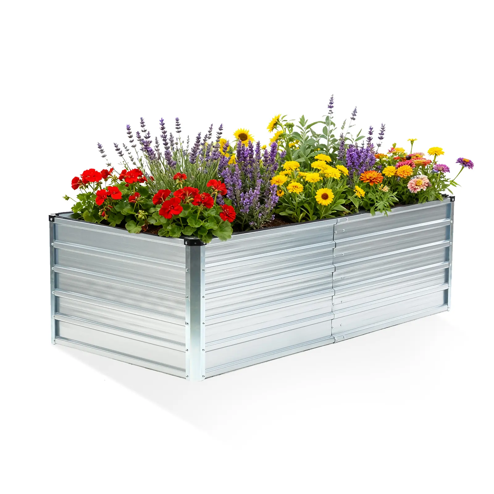 Sweetcrispy Galvanized Rectangular Raised Garden Bed, 6x3x2ft Metal Elevated Planter for Deep-Rooted Herbs/Vegetables, Easy Setup, Open Drainage, Outdoor Garden Accessory, Elevated Planting Boxes