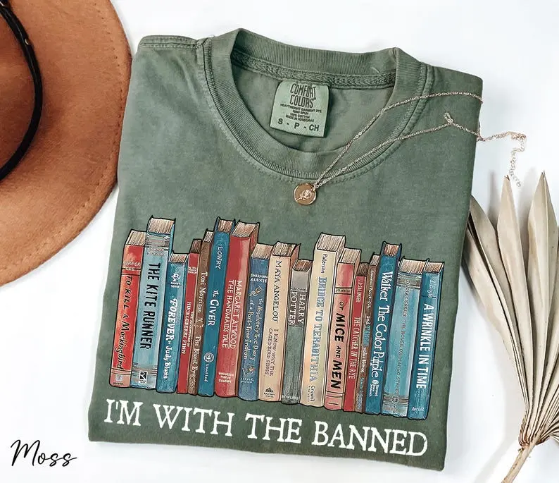 Comfort Colors I'm With The Banned Vintage T-shirt Banned Books Librarian Bookworm Tee Read Banned Books Gift For Book Lover