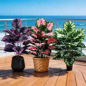 Realistic Colored Elephant Ear Plant Set, 3-Piece Artificial Greenery, Elegant Artificial Plants, Fade-Resistant Indoor/outdoor Decor, Perfect for Holidays & Events