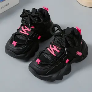 New(New)Girls Low-Top Shoes: Black & Pink Colorblock! ✨         Lightweight PU + Breathable Lining – Perfect for 4-12Y Toddlers to Tweens |         Comfy Fit for School/Sports/Play –  Active Footwear!