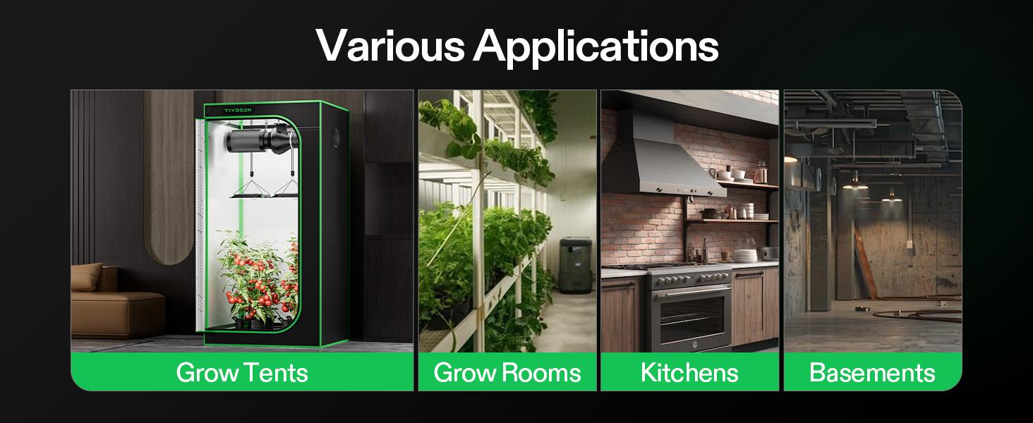 VIVOSUN D4 4 Inch 195 CFM Inline Duct Ventilation Fan, HVAC Vent Blower for Grow Tent, Attic, Basements or Kitchen, Hydroponics Exhaust Booster Fan