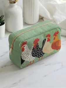 1 piece of colorful rooster pattern 2D printed makeup bag, large capacity design|suitable for all seasons/general use|can hold daily skincare products and various cosmetics|liftable for daily life and travel Makeup Organizer Pouch Makeup Storage Organizer