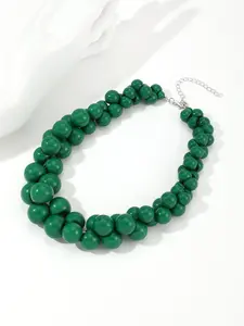 Green and Blue Different Size Bead Necklace