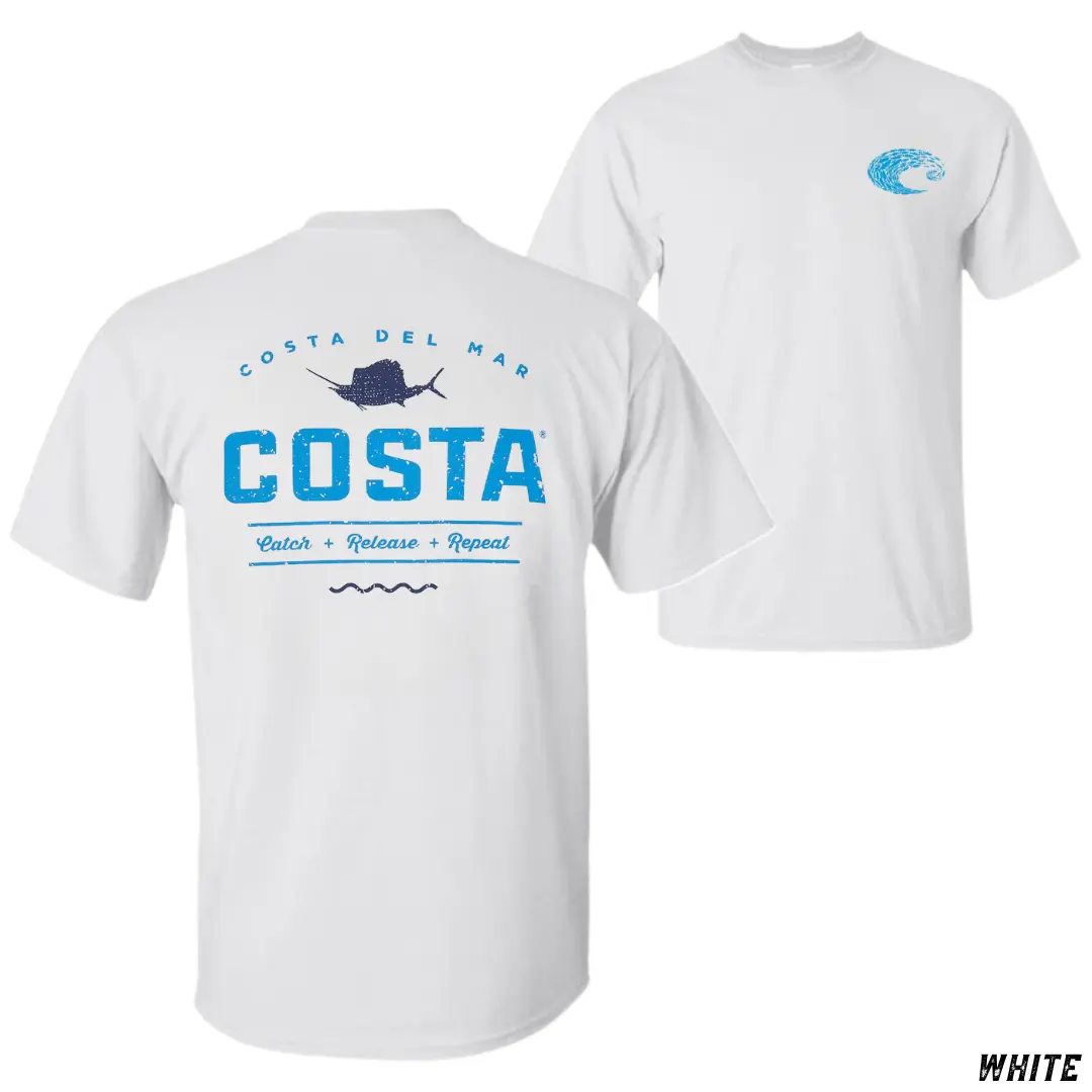 Costa Custom Classic Fit Catch & Release T-Shirt - Vintage Fishing Graphic, Soft Cotton Blend, All Seasons Coastal Apparel, 3XL Deep Sea Angler Gift for Men