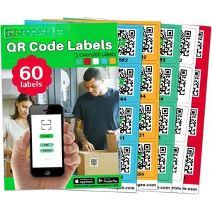 QR Code Labels for Storage Bins,Office Organization,Moving Containers,Inventory Organizer | Pack and Track on iOS,Android App| 60  Color Coded Stickers(2.6"x2.6")