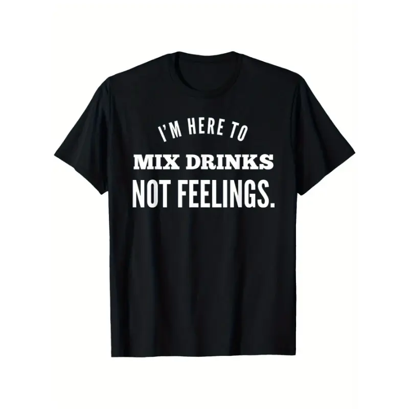 Men's Casual T-Shirt with a Funny Bartender Graphic Print, 100% Cotton Fitted Cut Short Sleeve Crew Neck, Shortsleeve, Fabric, Menswear, Foldable, Minimalist, Round, Round Neck, Top, Tshirt, All Over Print