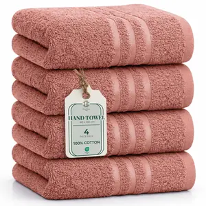 HomeBurg Core 4-Piece Cotton Towel Set for The Bathroom – Soft, Absorbent, Durable, with Decorative Border, Easy Care, 40 x 60 cm