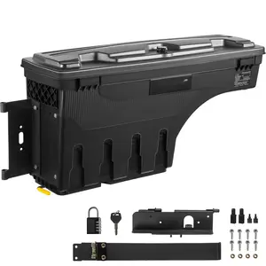 Truck Bed Storage Box With Locking Lid, Waterproof ABS Wheel Well Tool Box, 6.6 Gallons (20 Liters), Password Padlock, Compatible With Tundra 2007-2021, Driver Side, Black Weatherproof Seal