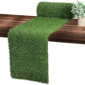 Artificial Grass Table Runners 12 x 36 Inch Synthetic Grass Table Runners Grass Rug Table Decorations for Spring Summer, Wedding,  Shower, Party Decor