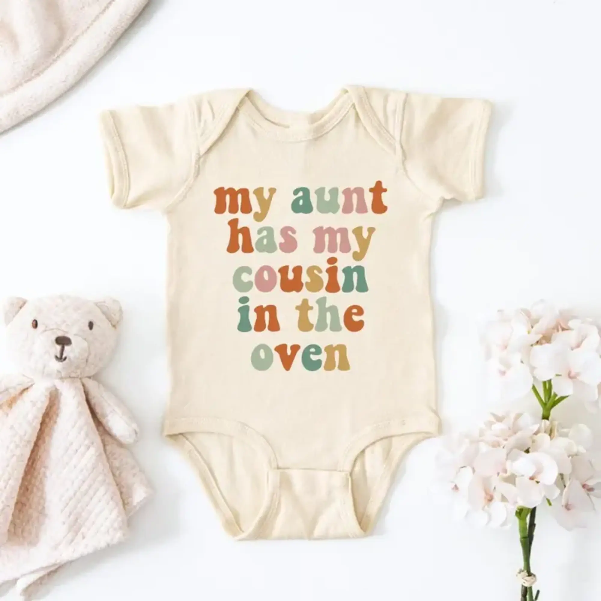 (100% Cotton) My Aunt Has My Cousin in the oven Baby Onesie – Cute & Funny Baby Bodysuits for Newborns