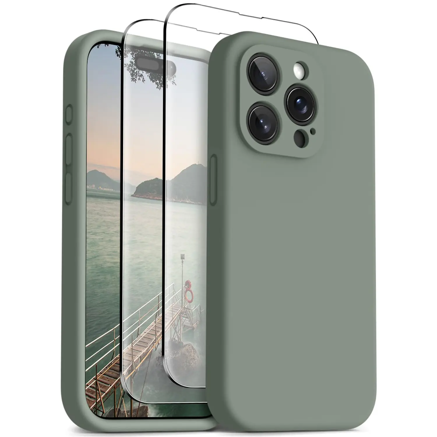 OTOFLY iPhone 15 Pro Case with 2X Screen Protectors MagSafe Compatible Soft Silicone Shockproof Anti-Scratch Full Body Protection 3-Layer Construction Raised Bezels Accurate Cutouts One Year Warranty