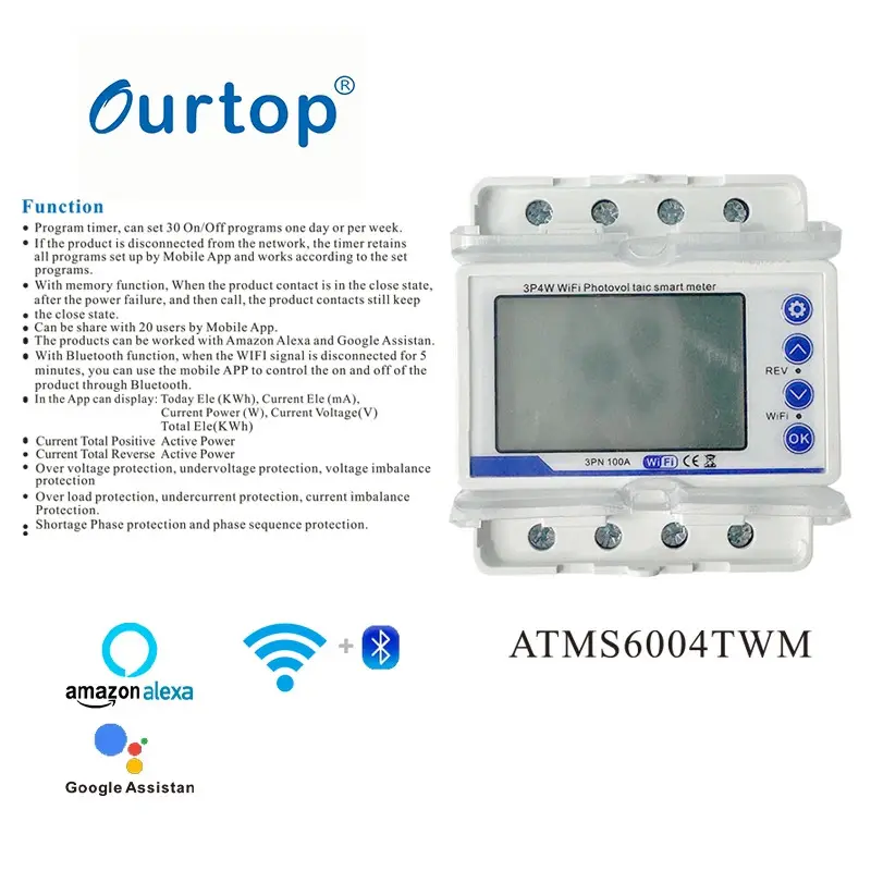 Program timer 3P4W WiFi Photovol taic smart meter With Bluetooth function
